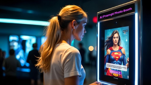Video AI interakt&iacute;v AI vide&oacute; fot&oacute; anim&aacute;ci&oacute; rendezv&eacute;ny exp&oacute; c&eacute;ges l&aacute;tv&aacute;nyos &eacute;lm&eacute;ny attrakci&oacute; sz&oacute;rakoz&aacute;s kreat&iacute;v mozg&aacute;s branding stand bigfun photobooth szelfi mesters&eacute;ges intelligencia